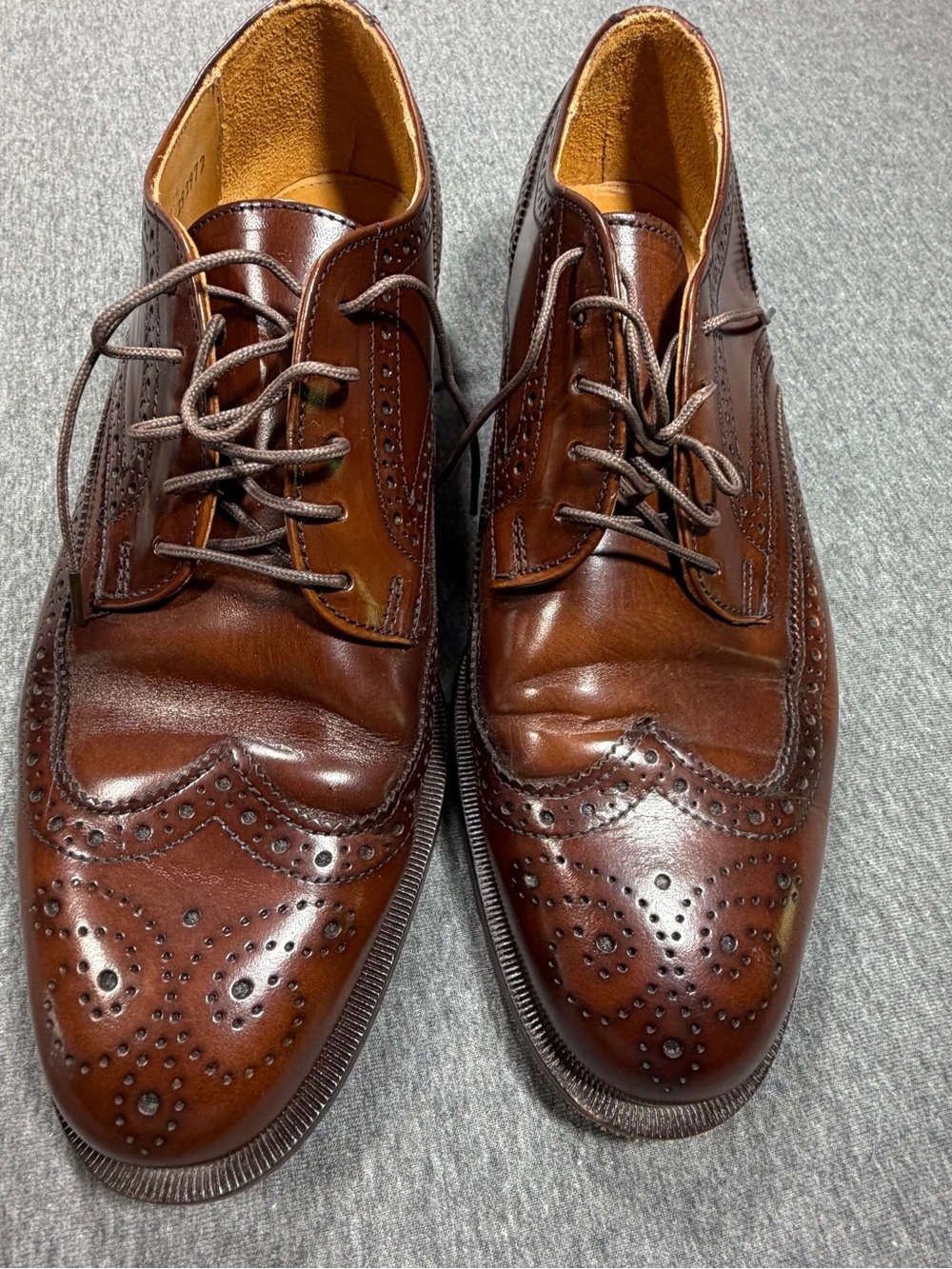 Vintage Cole Haan Men's Brown Leather Wingtip Oxfords 10D Made in USA - Picture 2 of 7